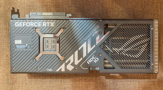High-performance graphics card displayed during evaluation at PayMore Cumberland