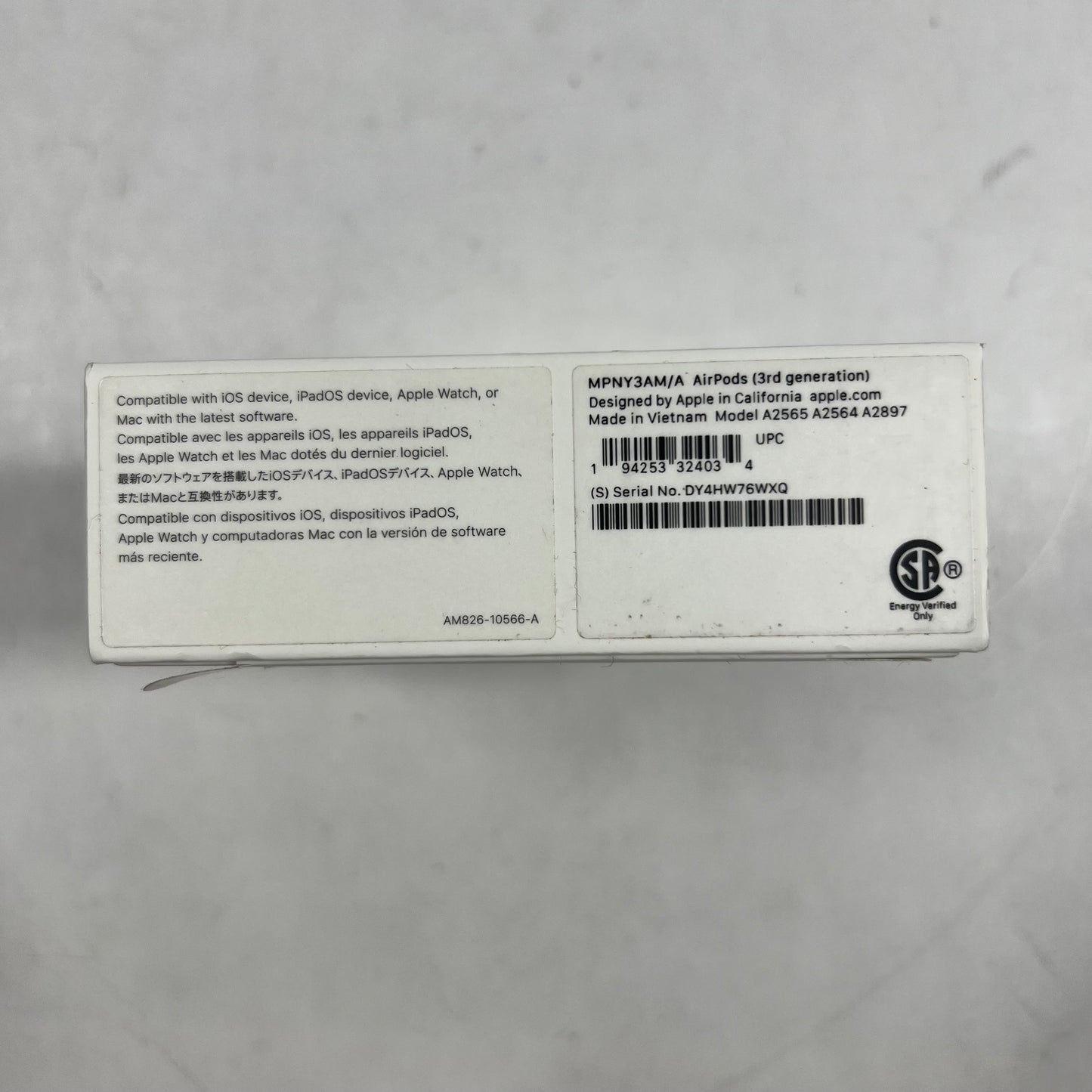 New Apple AirPods 3rd Gen with Charging Case A2564 A2565 A2897 MTJV3LL/A